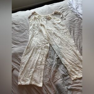 Edikted Cream Elastic Waist Gauze Pants